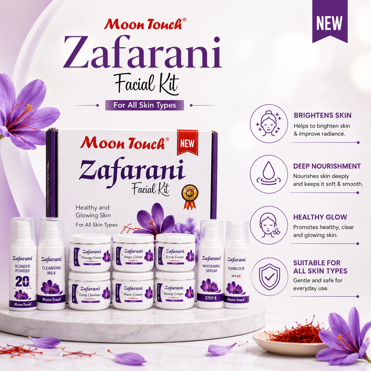 Moon Touch Zafarani Facial Kit Complete Skin Care Treatment Set