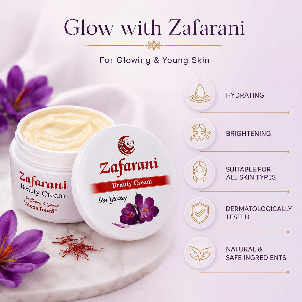 Moon Touch Zafarani Beauty Cream Glowing Skin Moisturizing Face Cream