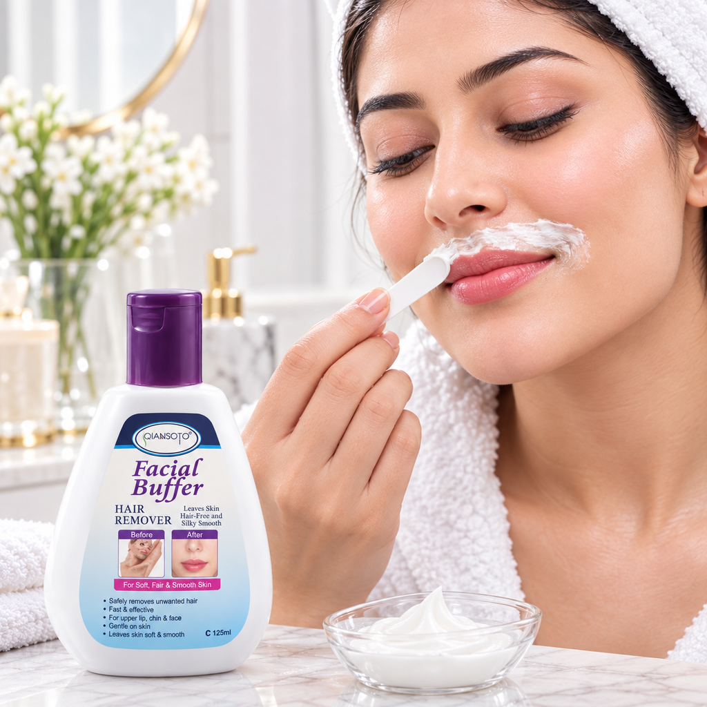 Qiansoto Facial Buffer Hair Removal Cream Smooth Skin Formula