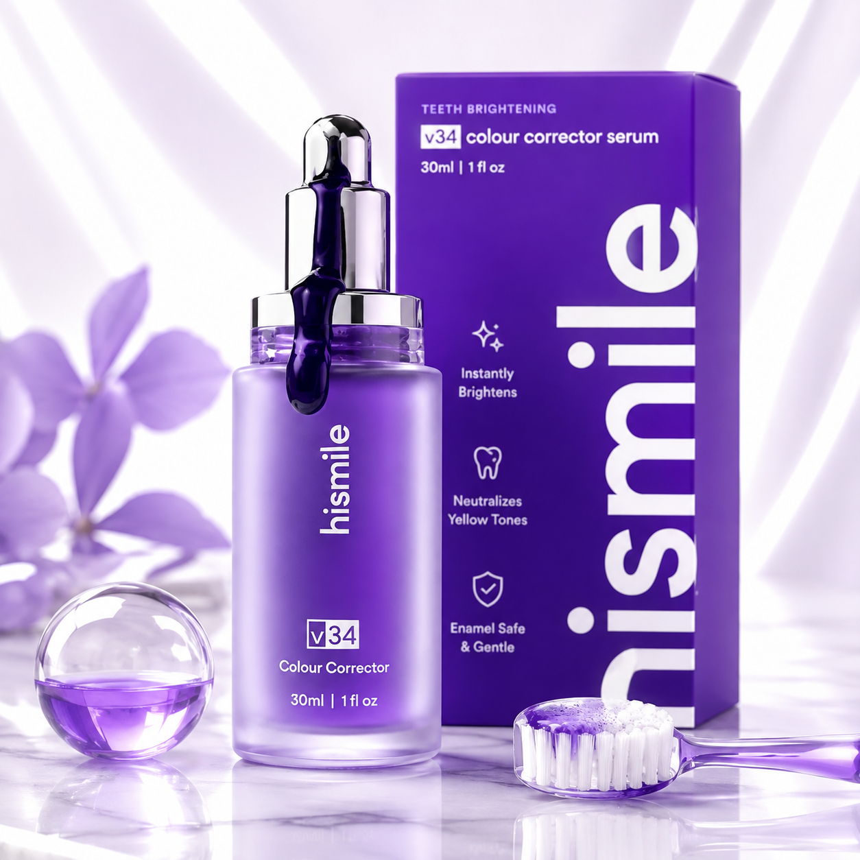 V34 Colour Corrector Teeth Whitening Serum Bright Smile Formula