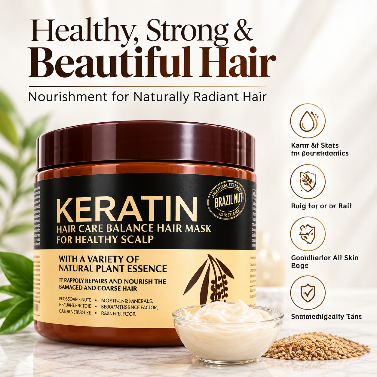 Keratin Hair Care Balance Hair Mask Deep Repair Formula 1000ml