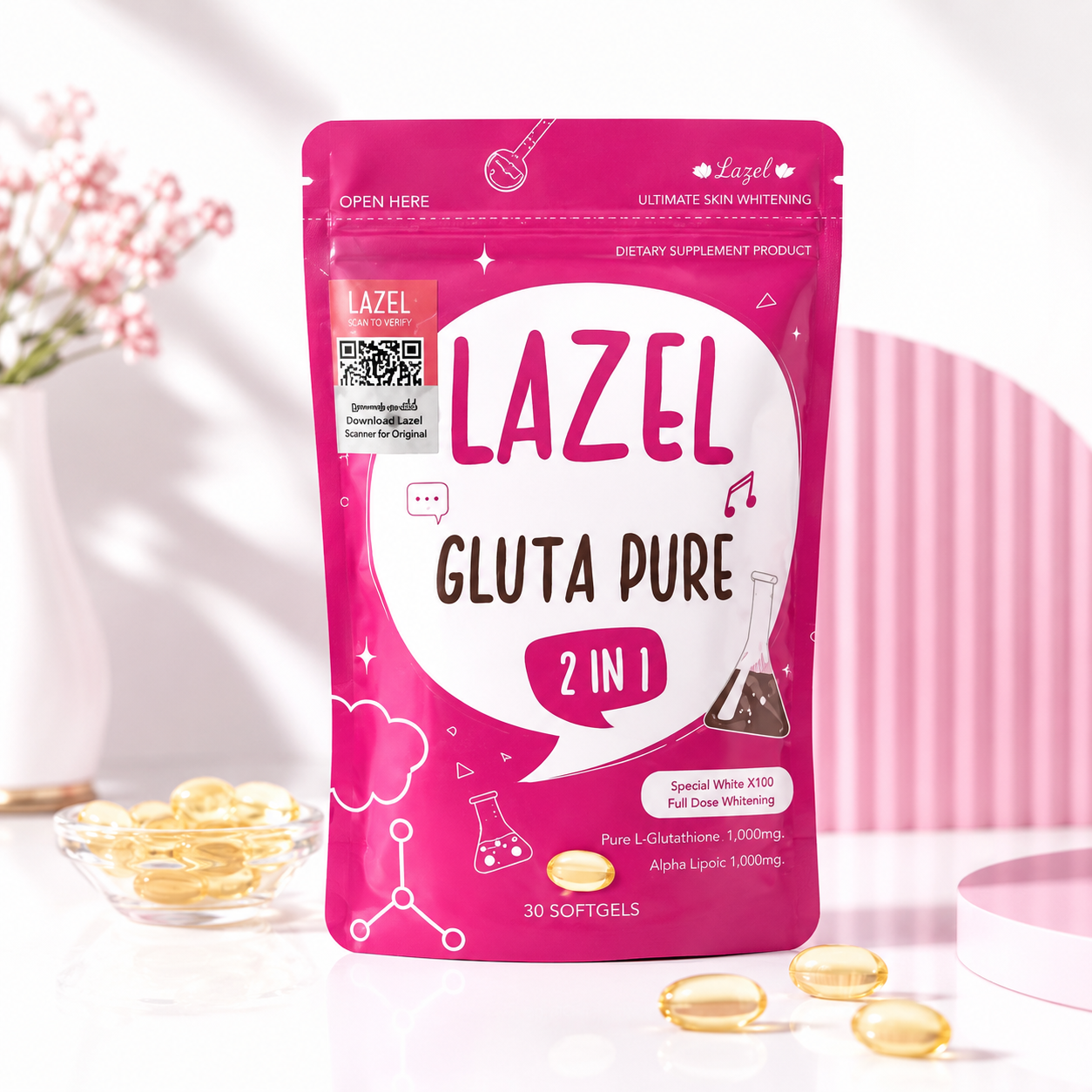 Lazel Gluta Pure 2-in-1 – 30 Softgels | Glutathione & Alpha Lipoic Acid